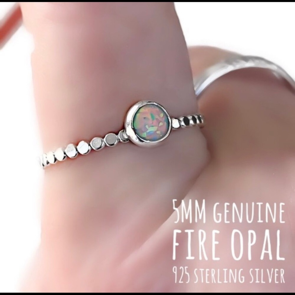 Moodtherapy - 925 sterling silver fire opal ring
